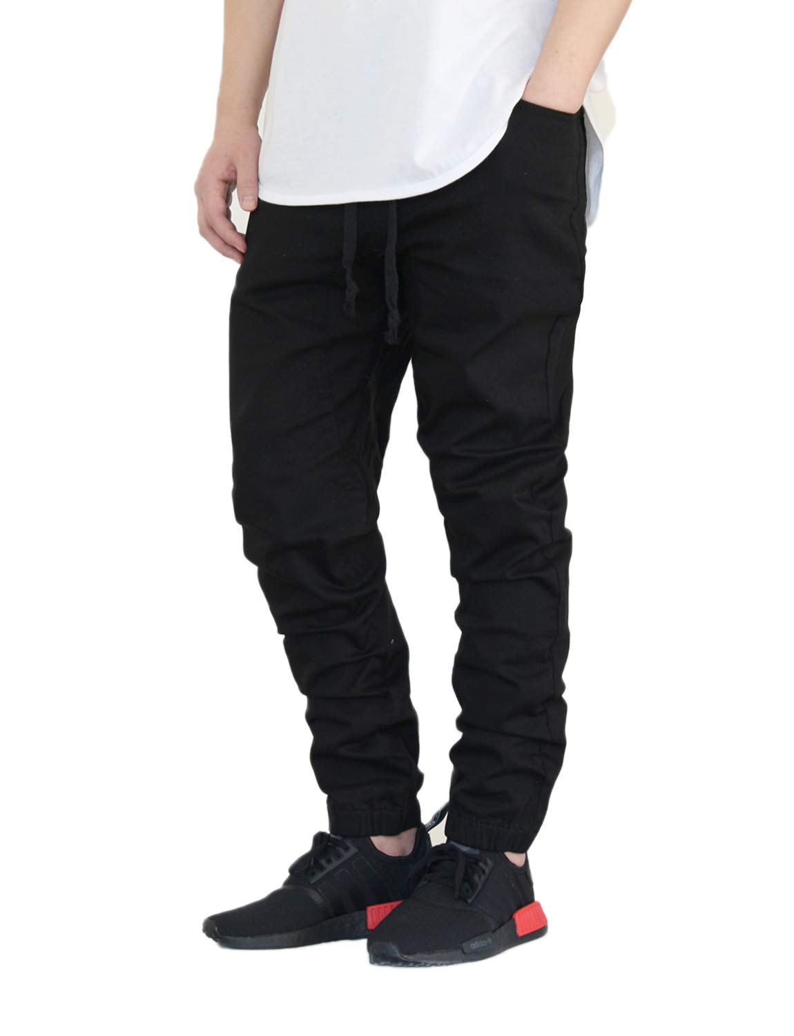 Men's Premium Twill Drop Crotch Jogger Pants (Black, 4X-Large)