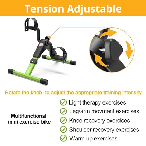 Image of Pedal Exerciser Desk Exercise Bike Leg and Arm Bike with LCD Monitor Foldable (black /green)