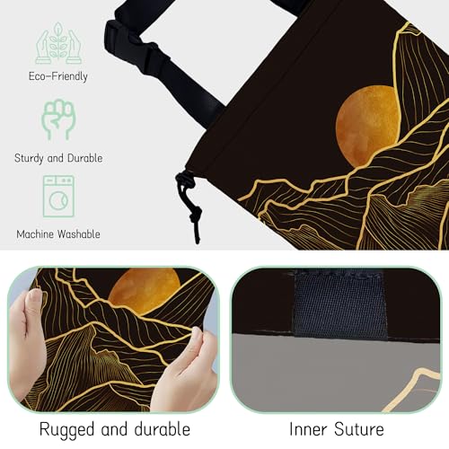 Image of Gold Mountains Car Trash Bag,Hanging Drawstring Car Garbage Bag,Waterproof Canvas Car Back Seat Organizer with Adjustable Buckle,for Vehicles,SUVs,Camping,Road Trips