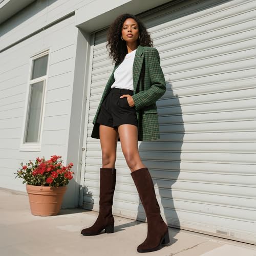 Image of Easyfox Womens Knee High Boots Chunky Low Heel Round Toe Tall Long Boots | Balanced Low Block Heel, Roomy Round Toe, Anti-slip Rubber Outsole, Fashion Heeled Dressy Fall Winter Long Boots for Women