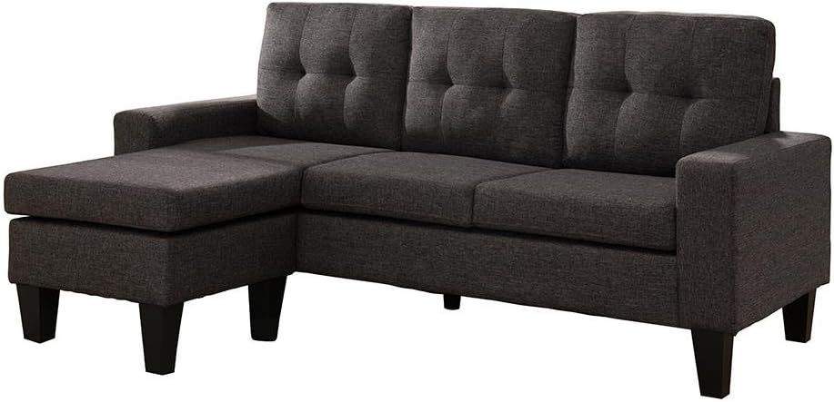 Douglas SECTIONAL Sofa with Reversible Chaise, Dark Grey