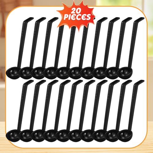 Tioncy 20 Pcs 1 oz Plastic Small Ladles with 8 Inches Long Handle, Mini Ladle for Serving Salsa Sauce Dressing Punch Bowl Sauces and Toppings (Black) by Tioncy - Image 3