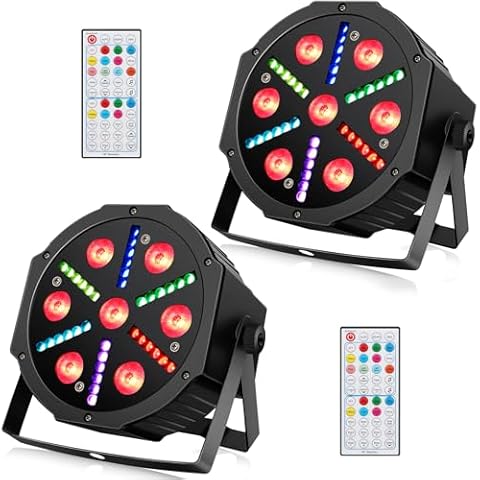 Stage Par Lights 2Pack - 30W RGBW Par Light with Stage Strobe Effect by Remote and DMX Control Uplights for Wedding Church Birthday Party Events Stage Lighting Cover