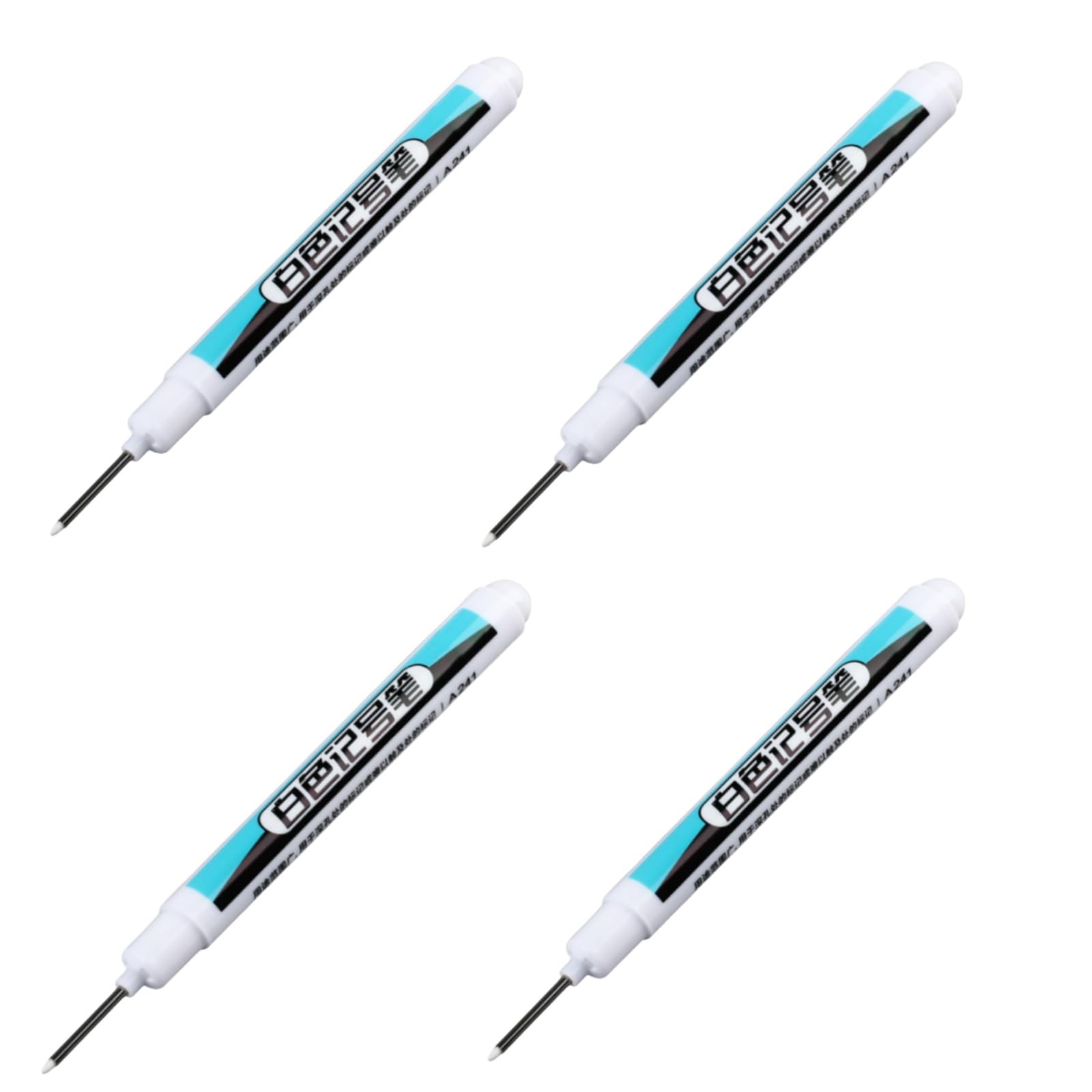Xinjincang 4Pcs White Oil-Based Permanent Markers- Quick-Dry Industrial Pens for Metal, Glass and Hard Surfaces | Long Nose Tip Design,Industrial