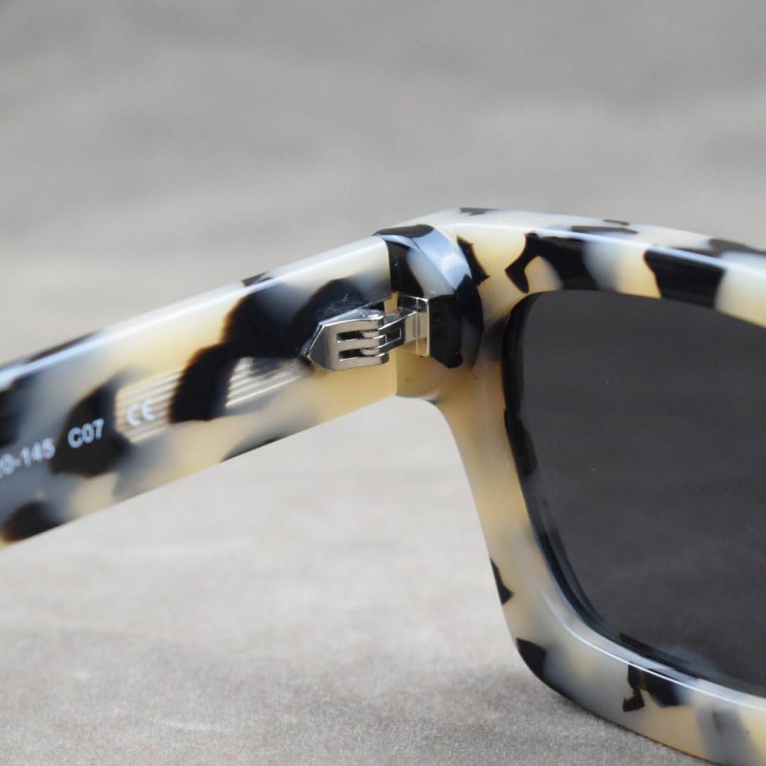 Retro Fashion Thick Acetate Polarized Sunglasses Trendy Square Men Womens Black Grey Shades Vintage