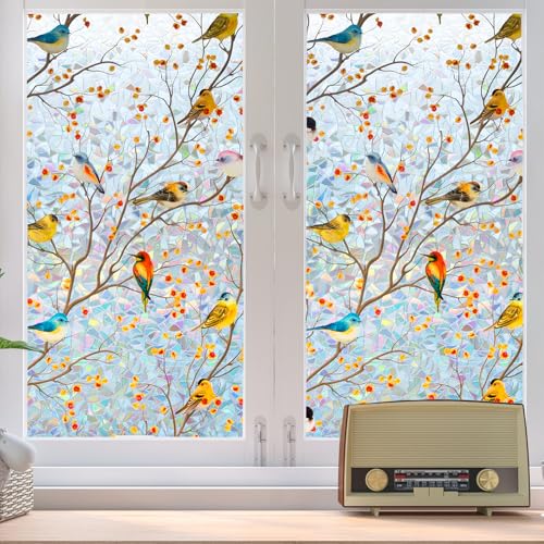 dktie Rainbow Window Film Non-Adhesive, Decorative Bird Window Clings Vinyl, No Glue Static Cling Glass Film Removable for Room Décor, Bathroom, Kids Room, Bedroom 90 x 200 cm - Cosy Home Interiors dktie Rainbow Window Film Non-Adhesive, Decorative Bird Window Clings Vinyl, No Glue Static Cling Glass Film Removable for Room Décor, Bathroom, Kids Room, Bedroom 90 x 200 cm - Image 2