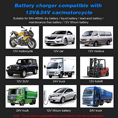 Adaskala Carregador de bateria automático inteligente 12V / 24V Recondicionador de carregador de bat