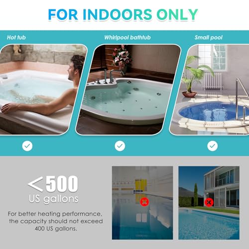 Mxmoonant Pool Heater 3KW 220 240V, Electric Hot Tub Heater Water Thermostat with Temperature Control Self Heating for 500 Gals Spa, Bathtub, Swimming Pool (Hardwired) - Thumbnail 6