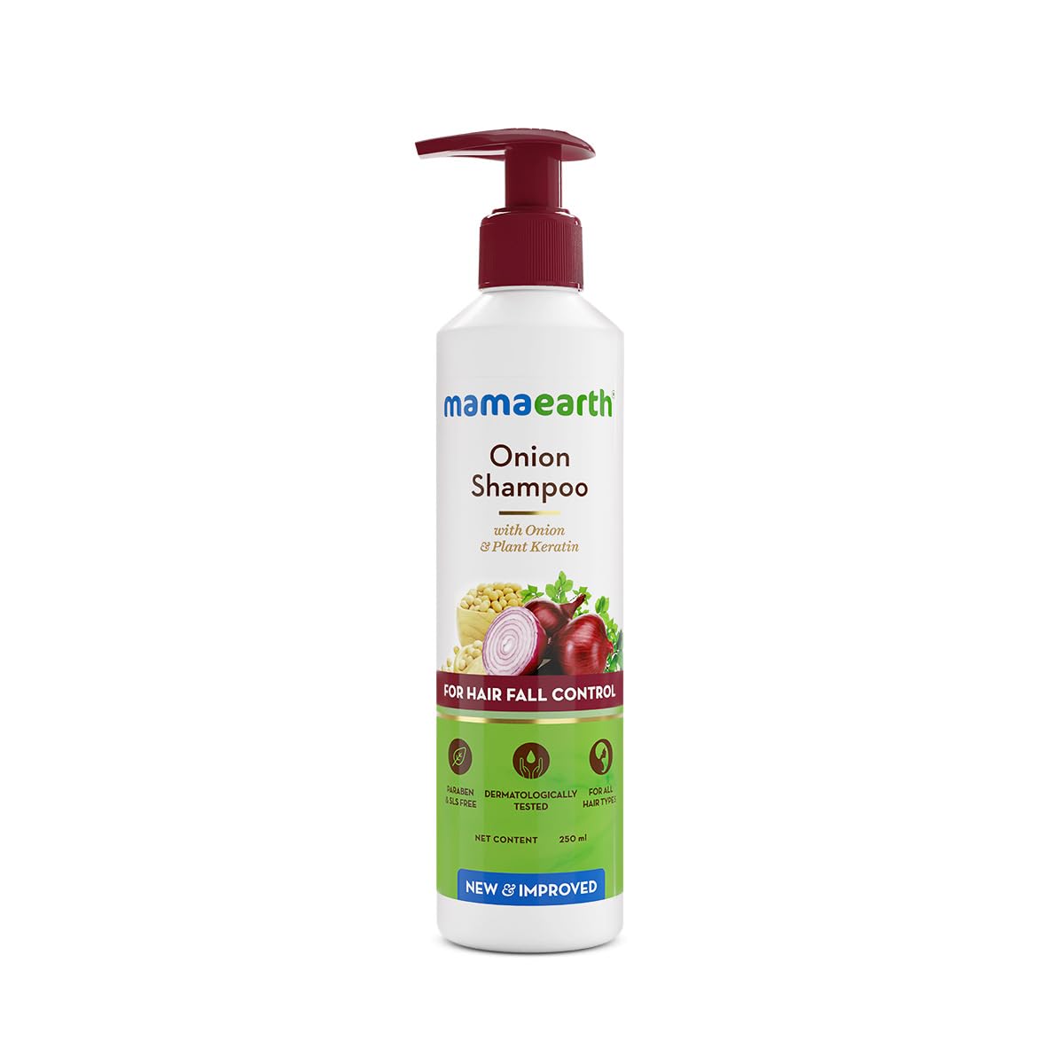 MAMAEARTH Onion Shampoo for Hair Growth and Hair Fall Control, 250 ml