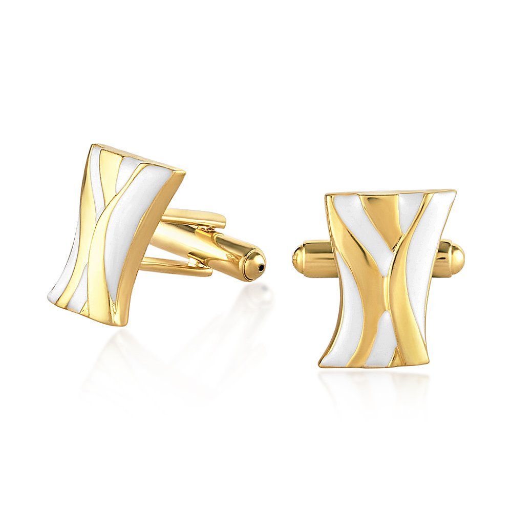 Gold Plated White Organic Abstract Cufflinks for Men CL1100279G