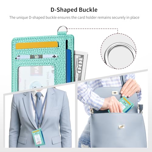 Image of Mayski Slim Wallet, Credit Card Holder for Women, Minimalist Front Pocket RFID Blocking Card Cases, Small Wallet Women Men(Litchi Ocean Green)
