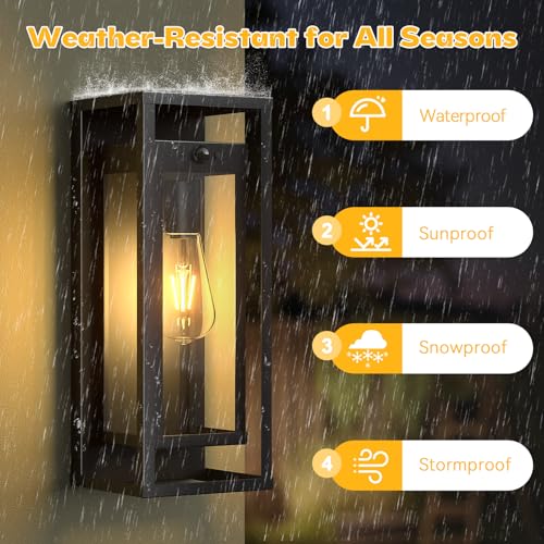 Image of 2 Pack Motion Sensor Outdoor Wall Light 15in Large Porch Lights for House
