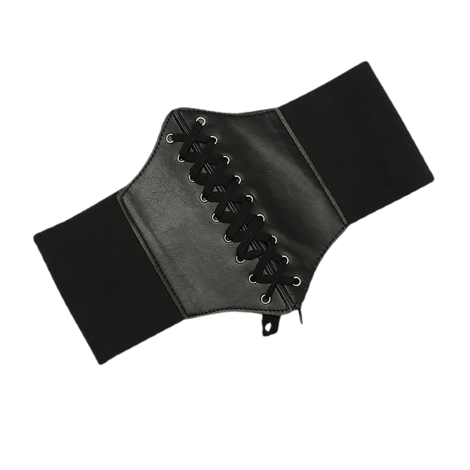 Chaungfu Corset Belt for Women Lace up Leather Belt Wide Waist Belt Elastic Tied Waspie Belt Womens Corset