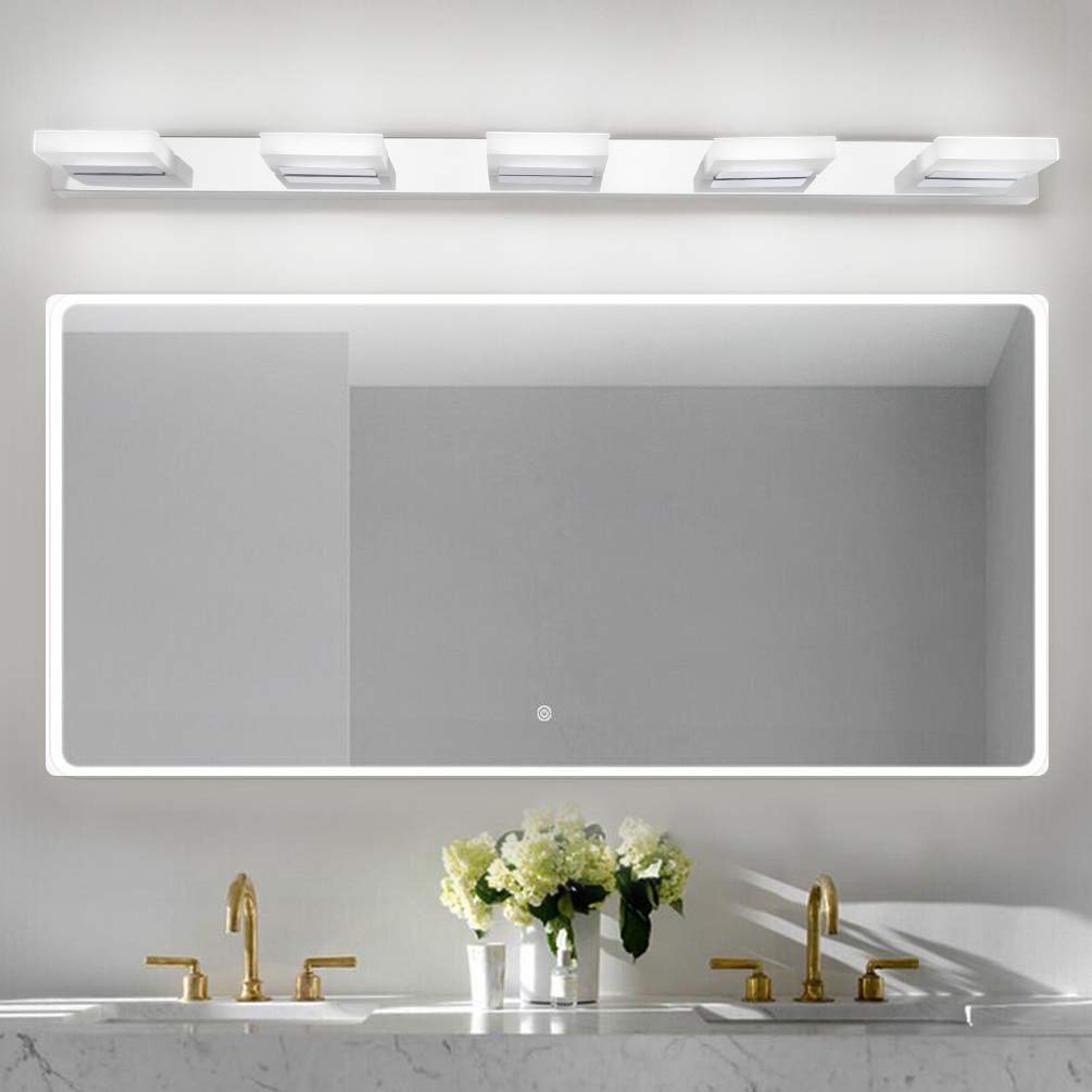 Klighten Lámpara LED de Espejo 20W 1300LM Lámpara de Baño, Blanco Frio 6000K Lámpara LED de Pared Luz de Gabinete IP44 Luz de Espejo de Baño de Acero Inoxidable 95CM
