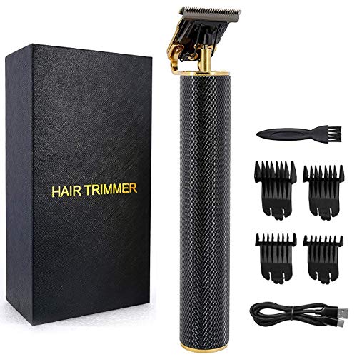 Professional Cordless Hair Trimmer, 0mm Baldheaded Hair Clipper T-Blade Hair Clipper for Men Zero Gapped Detail Beard Shaver (Black)
