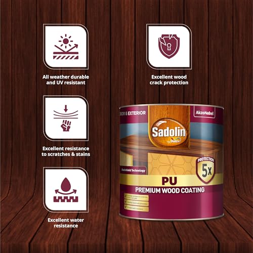 Image of Sadolin by Dulux | 2KPU Premium PU Wood Polish | Matt White Finish for All Kinds of Wood, Suitable for Interior and Exterior Applications, 1 litres