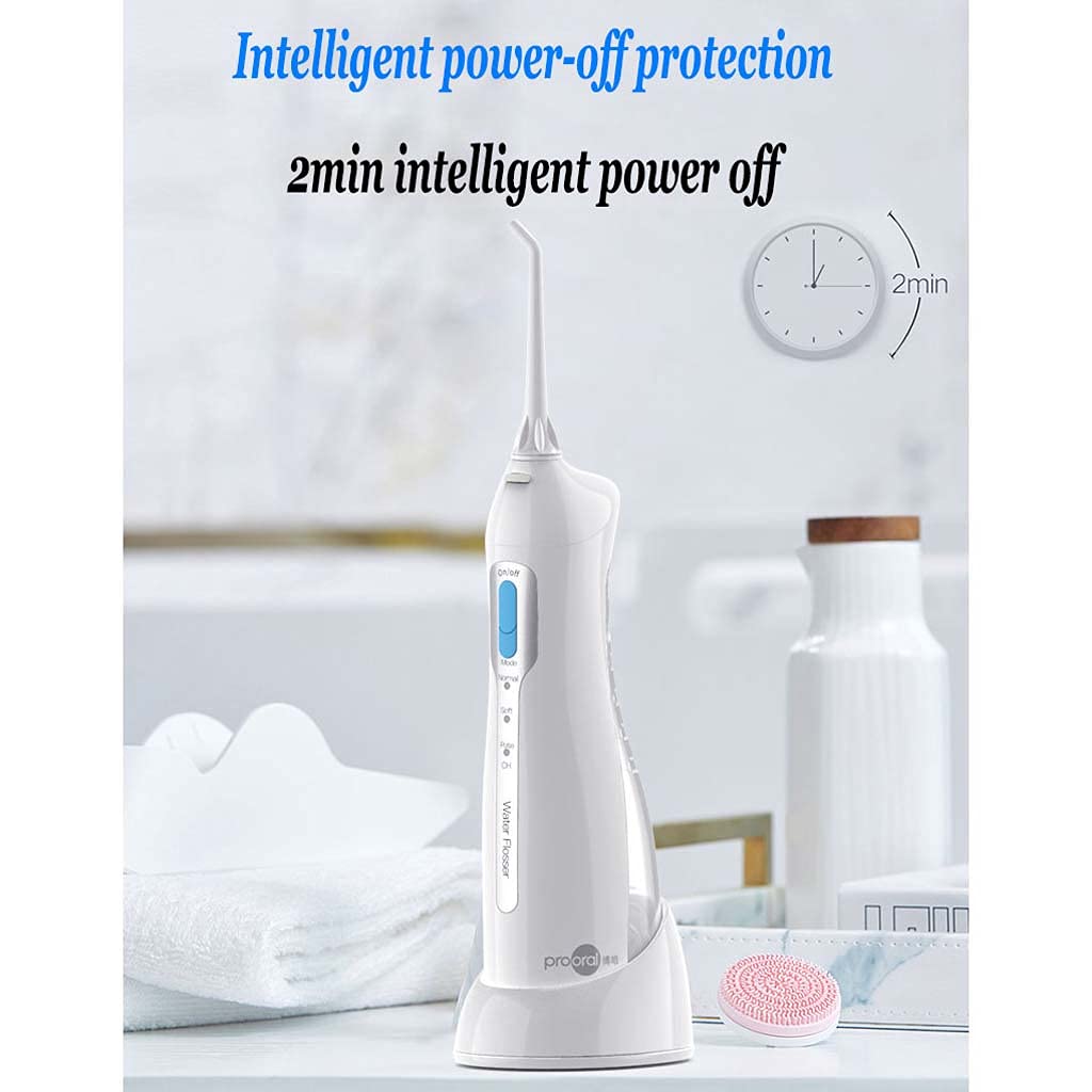 Irrigatore orale dentale Flosser dell'acqua, 6 punte a getto | Ricarica induttiva portatile 100-240 V | Raccoglitore elettrico per acqua 120 sec Pick dentale per famiglia |volume 150 ml - 1400 mAh
