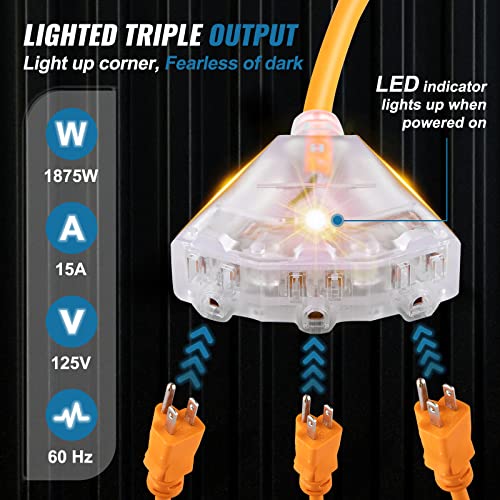 Vevor RETRACTABLE EXTENSION CORD REEL, 65 FT Heavy Duty 12Awg/3C Sjtow Power Cord thumb #5