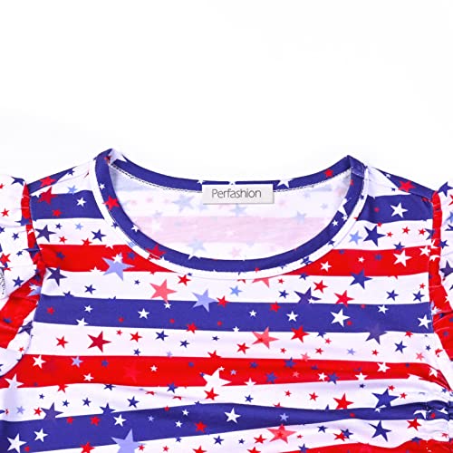 Perfashion Girls Flutter/Long Sleeve Cotton T-Shirts Side Drawstring Tunic Blouse Round Neck Casual Tops for 4-13Years3