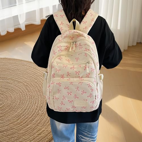Coquette Bow Backpack Rucksack 3Pcs Set for Girl, Cute Preppy Backpack Set Aesthetic Daypack (5#)2