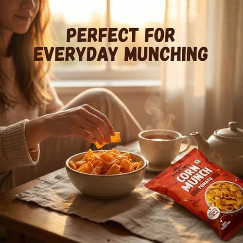 Image of Makino Corn Munch Red Chilli Chatka Spicy Snack, Pack of 3 (150g) Each - First Time in India, Sizzling Hot Flavour, Fiery Crunchy Chips, Best for Tea Time, Party & Anytime Munching