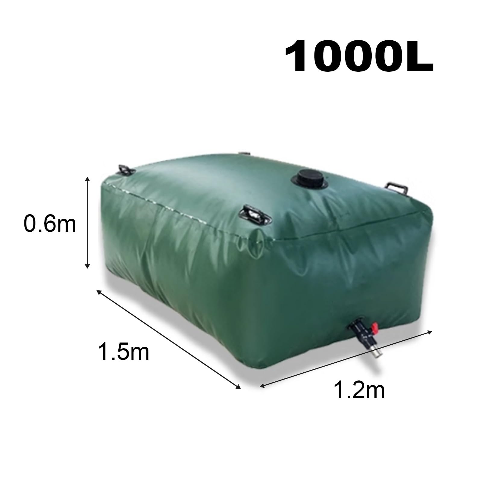 Deposito de Agua con Grifo, Tanque de Agua Plegable, Contenedores Almacenamiento Vejiga Agua for Exteriores, Supervivencia, RV, Jardín(1000L/264Gal)