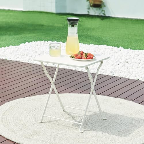 [en.casa] Table de Jardin Pliante Table Basse avec Plateau Carré pour Extérieur Jardin Terrasse Balcon Patio Camping Intérieur Capacité de Charge 15 kg...
