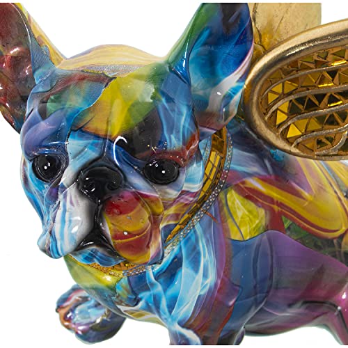Statue de chien ailé graffiti en résine 24x20x27cm pour décoration moderne