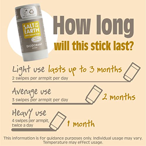 Salt of the Earth - Natural Deodorant Stick - 100% Natural Origin Ingredients, Aluminium Free, Vegan, Long Lasting Protection, Refillable, Made in The UK 84g (Amber & Sandalwood) - Image 4