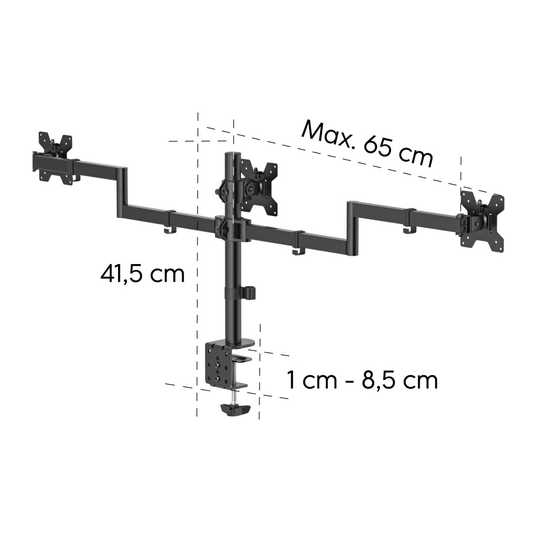 Hama Support Ecran PC (pour 3 moniteurs, Pivotant et Inclinable) Noir