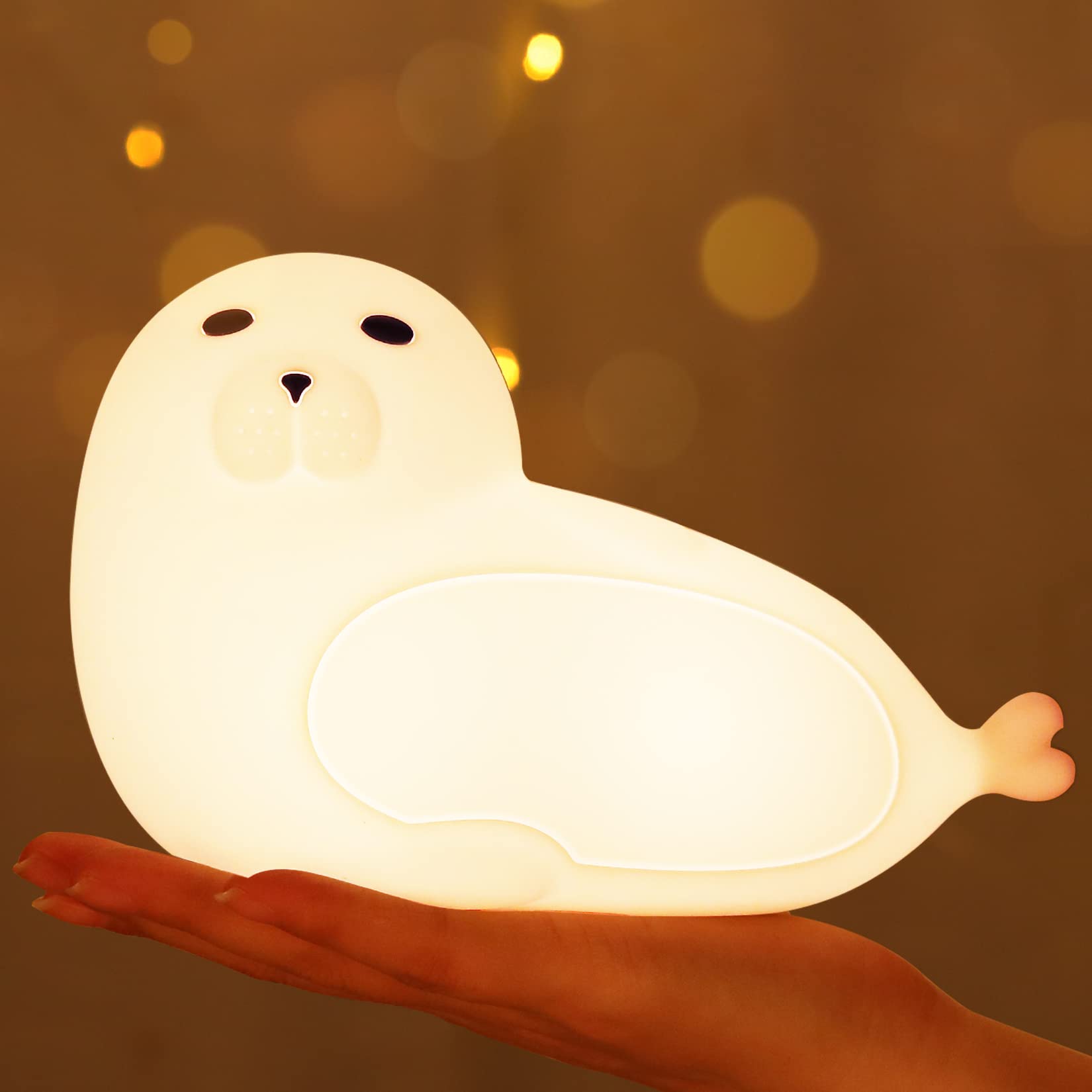 Cute Timer Night Light for Kids Room, Silicone Nursery Light for Baby and Toddler, Squishy Beside Lamp for Room Decor, Sea Lion Kawaii Gift - Sea Lion