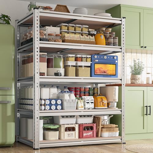 Image of REIBII 2020LBS Garage Shelving Heavy Duty 5 Tier Storage Shelves Adjustable Metal Shelving for Basement, Warehouse, Pantry, Closet, Kitchen, Easy Assembly, 72 inch H x 36 inch W x 16 inch D, Galvanized