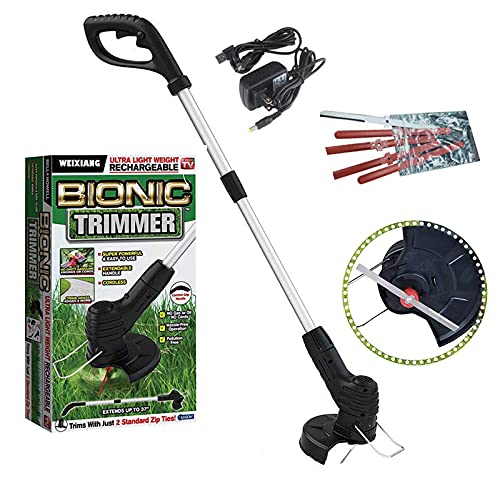 Desbrozadora eléctrica con batería recargable de 2,0 Ah, cargador, mango telescópico, tres tipos de cuchillas, color negro Cover