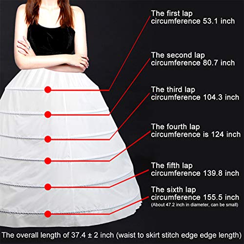 Full Shape 6 Hoop Skirt Ball Gown Petticoat Underskirt Slip for Wedding Dress4