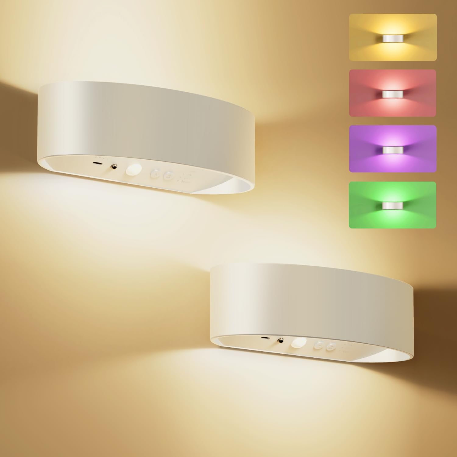 Photo 1 of Motion Sensor Wall Light, 5000mAh Rechargeable Battery Operated Wall Sconces with Remote, 15 RGB Colors 3 White Temps Dimmable, Wireless Wall Sconces for Hallway, Living Room, Stairwell, Bedroom