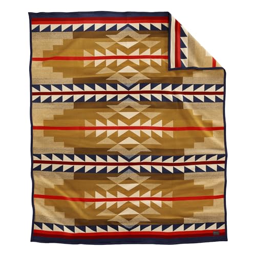 Image of Pendleton Jacquard Unnapped Twin Blanket, 64 x 80 in, Heirloom Virgin Wool