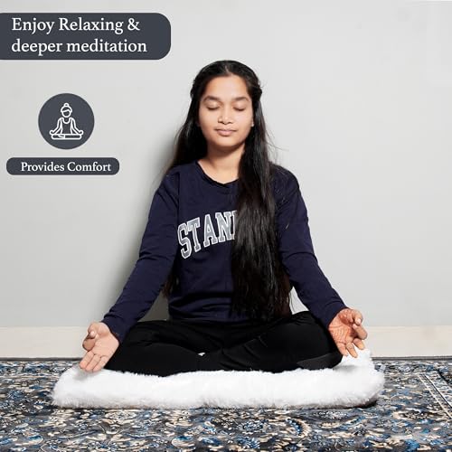 Image of NEXTGO Floor Seat Cushions Yoga Meditation Mat Pooja aasan Soft Extra Comfortable Feather Touch Last Long Upto Washable Material Size 24 x 30 Inch 2 x 2.5 Fit (White)