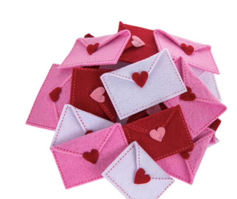 VALENTINE’S DAY Decor Felt Heart Love Envelopes Notes