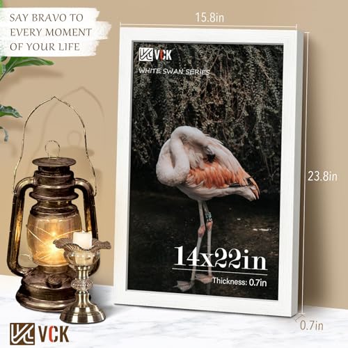 Image of VCK 14x22 Frames 3 Pack, White Poster Frame MDF Wood with Polished Plexiglass, Wall Mounting Horizontal & Vertical Display