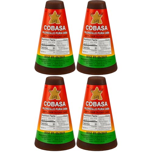 Cobasa 100% Raw Sugar Cane Cones 8 Oz, Piloncillo Pura Caña 4-Pack, Authentic Panela Sugar, Natural Piloncillo Sugar For Baking, Sweetening, And Traditional Recipes