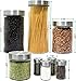 Estilo 8 Piece Glass Canisters And Spice Jar Set with Stainless Steel Screw On Lids, Clear