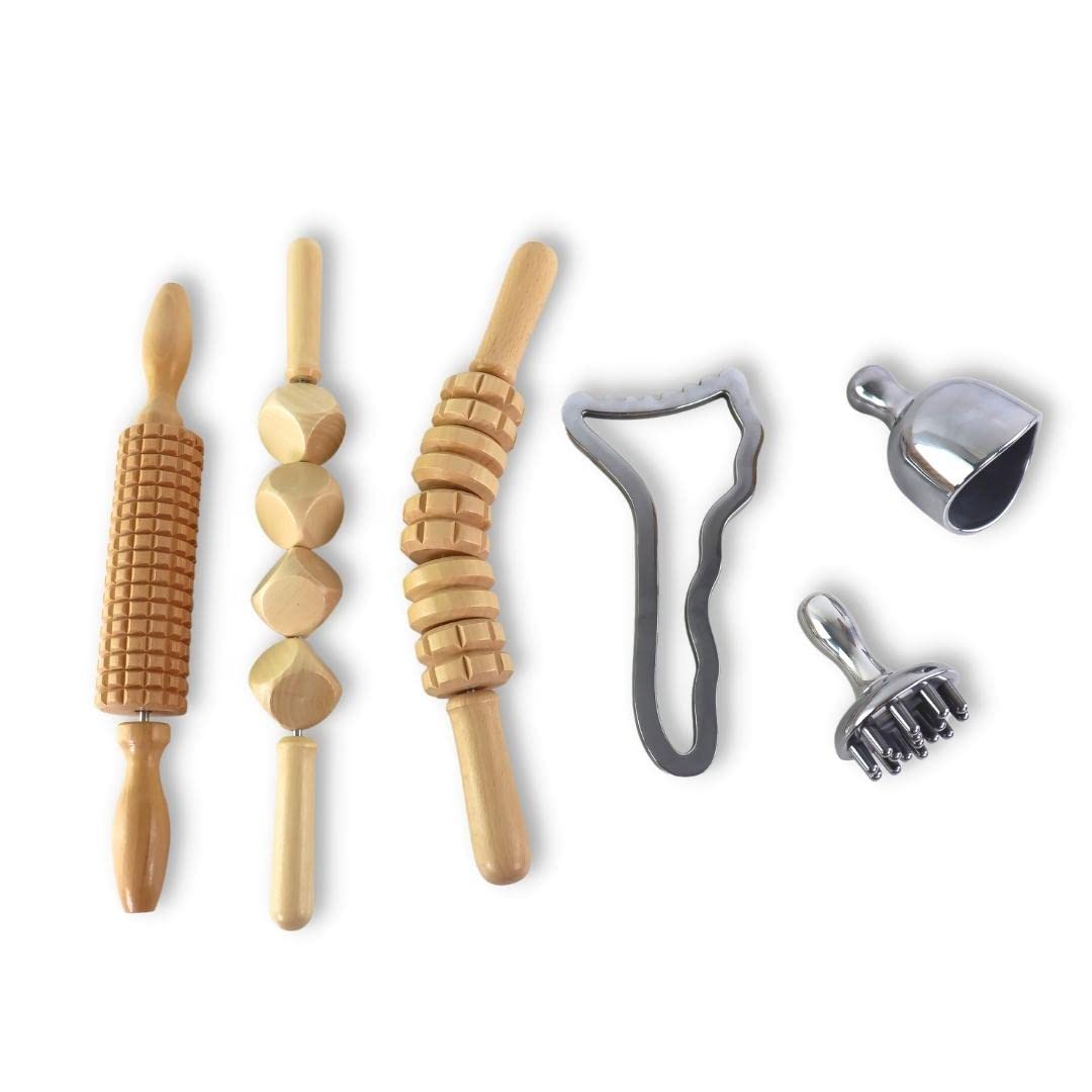 Kit classic Maderoterapia & Metalterapia 6 piezas | Reafirmante corporal natural | Metaloterapia reafirmante | Maderoterapia Reductora | Metalterapia Anticelulitica | Maderoterapia Corporal moldeadora