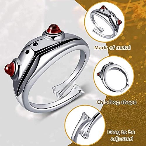 BUUKAAI Silver Frog Animal Ring for Women Vintage Cute Animal Finger Ring S925 Fashion Party Jewelry Gifts