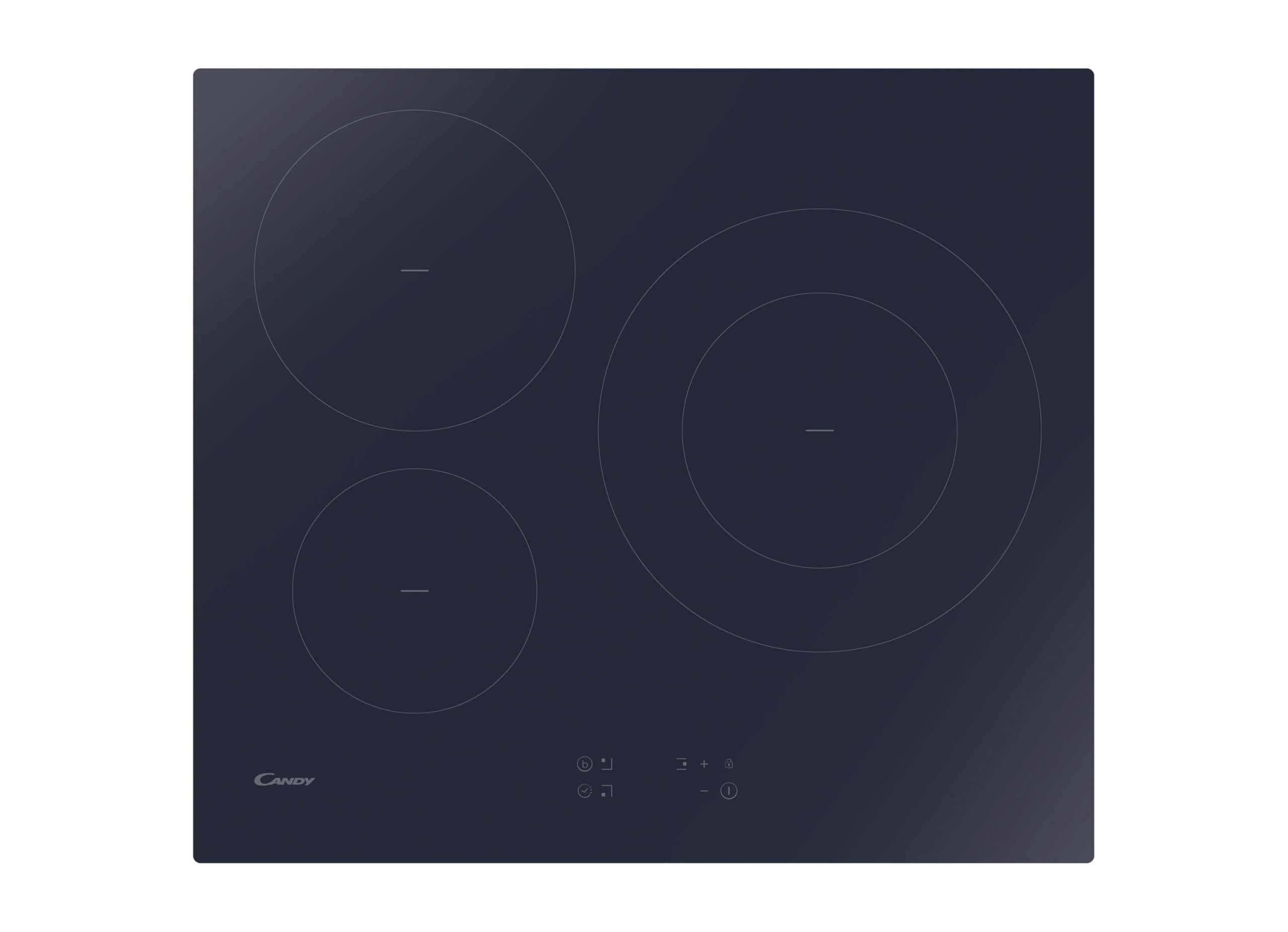 CANDY - Plaque Induction - 3 Zones de Cuisson dont 1 Double - Booster Max 3600W, Puissance Réglable, Commandes Groupées - 7200 W - Verre - Installation à Fleur, Bords Droits - 59 x 52 x 6,2 cm
