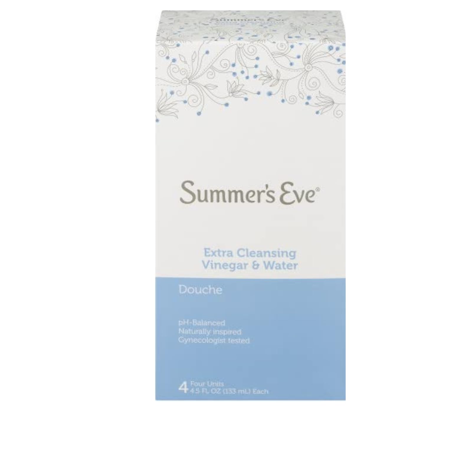 Summer's Eve Douche 4-Pack, Extra Cleansing Vinegar & Water, 18-Ounce Boxes (Pack of 1)