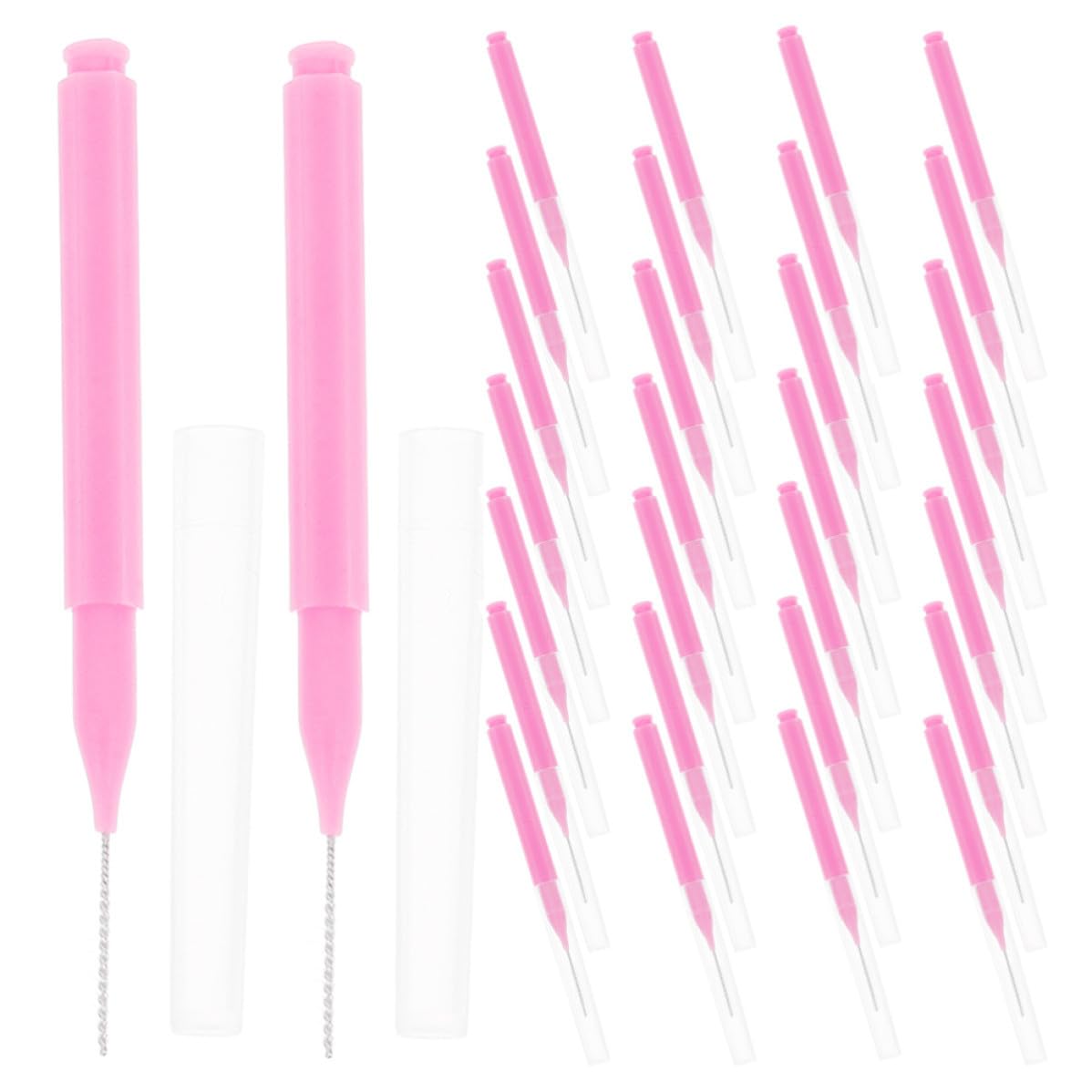 MAGICLULU Scovolini Manico Ergonomico per e Gengive P Rosa Interdentali 200 Setole Morbide in Pp e Inossidabile, per Domestico e Viaggio