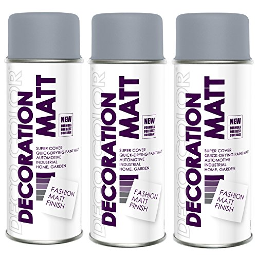 Deco Color 3er Sparpack DC Lackspray matt 400ml nach RAL freie Farbauswahl (3 Dosen in silbergrau MATT RAL 7001)