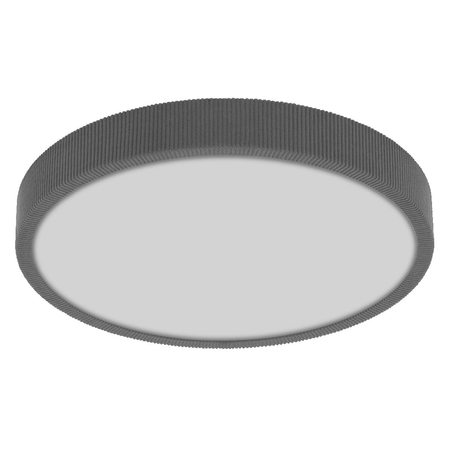 Licht-Erlebnisse LED Deckenleuchte Metall Stoff Grau 3000 K Click-DIM modern gemütlich Schlafzimmer Flur Essbereich Ø39 cm runde Deckenlampe Büro