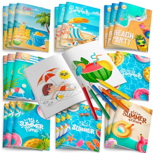 24pcs Libro da Colorare Estivo, Libro Estivo da Colorare Esay Summer Coloring Book Summer Painting Book Summer Vibes Coloring Book per Bambini Creativi