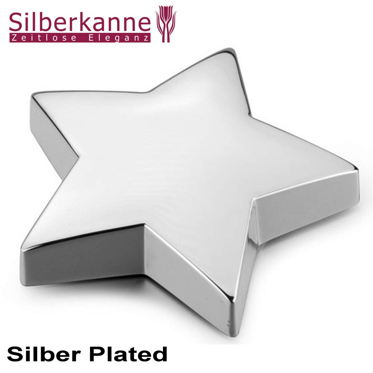 Fermacarte a Forma di Stella, 11 x 10 x 2,5 cm, Argento Placcato Argento